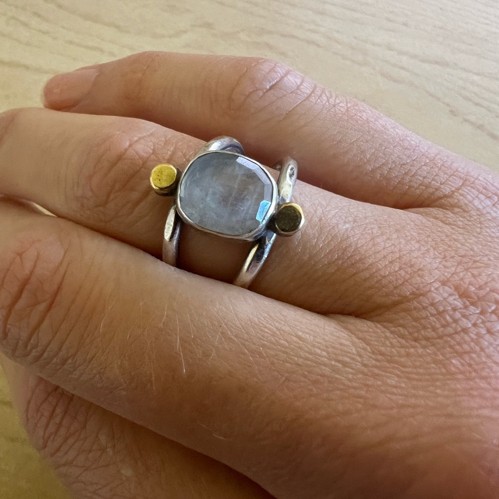 Elegant Moonstone hammered silver Ring